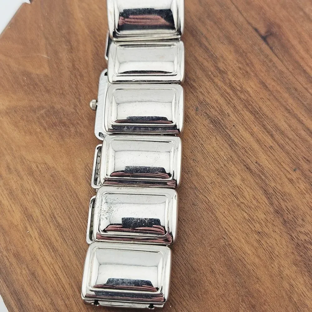 Gramercy Women's Bold Link Stretch Bracelet Watch Iridescent MOP Inlay Artsy